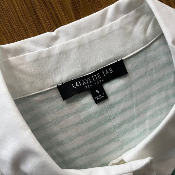 Lafayette 148 New York Striped top green white - S - Picture 8 of 10